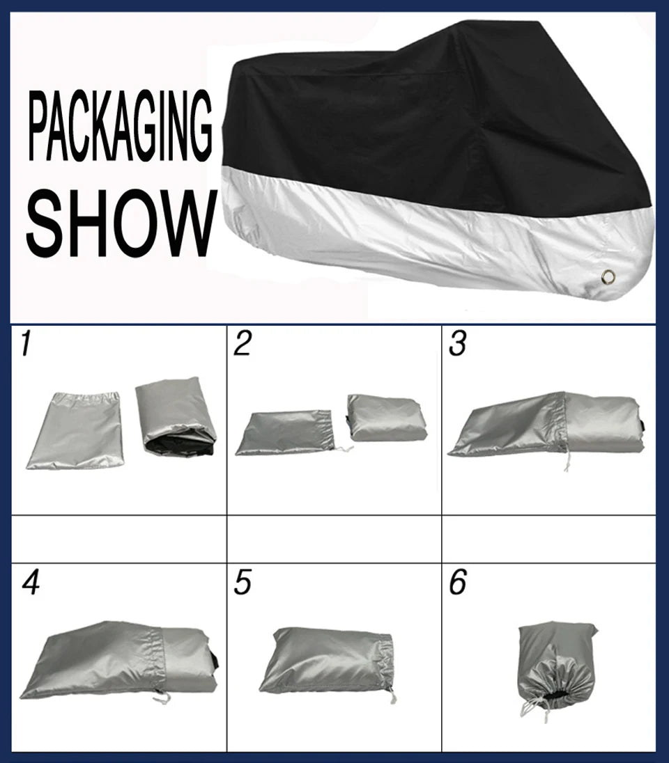 190T Black Blue Design Waterproof Motorcycle Covers Motors Dust Rain Snow UV Protector Cover Indoor Outdoor M L XL XXL XXXL 4XL