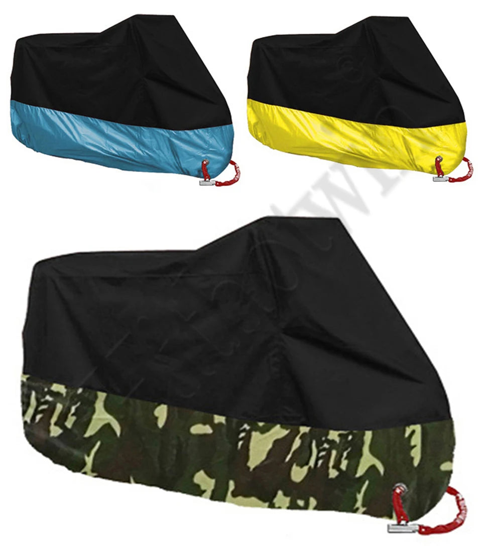 190T Black Blue Design Waterproof Motorcycle Covers Motors Dust Rain Snow UV Protector Cover Indoor Outdoor M L XL XXL XXXL 4XL
