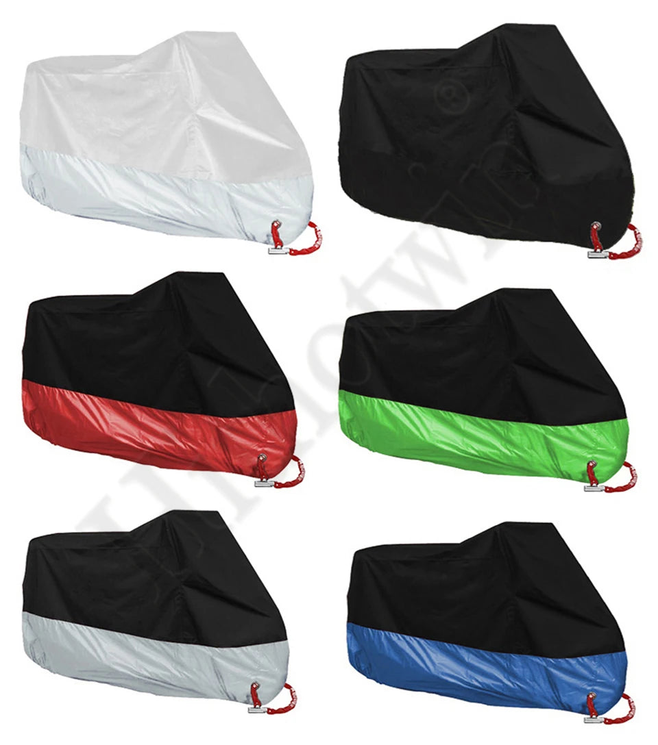 190T Black Blue Design Waterproof Motorcycle Covers Motors Dust Rain Snow UV Protector Cover Indoor Outdoor M L XL XXL XXXL 4XL