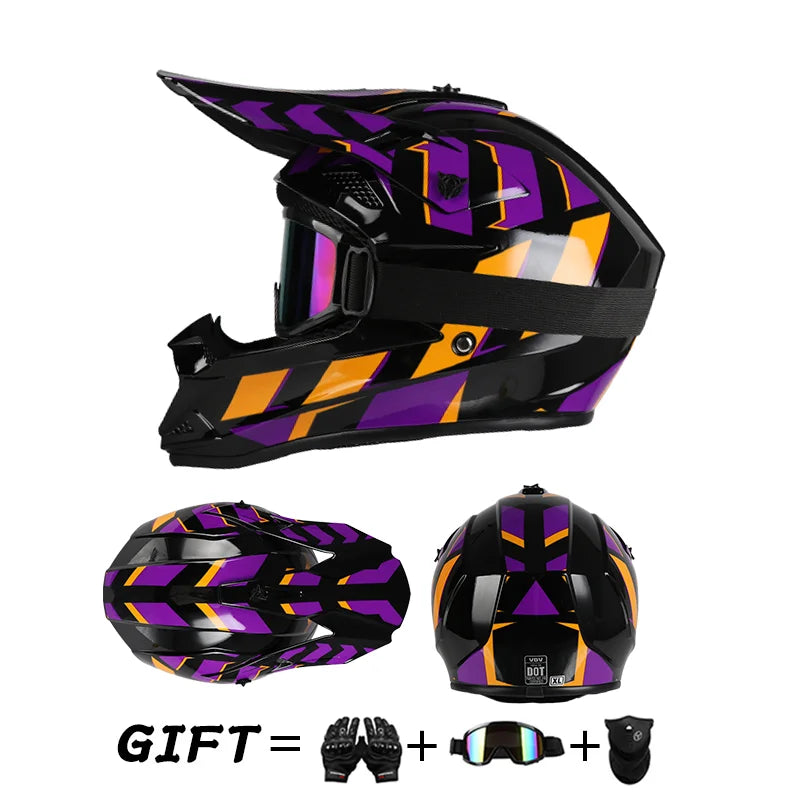 Off road motorcycle helmet rally downhill full helmet riding with goggles suitable for all seasons for men women and children
