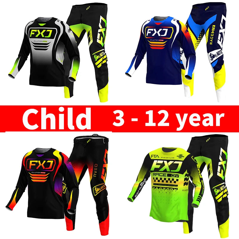 motocross child set Motorcycle jersey and pants kids clothing big boy girl Youth mx gear set Customized Number Nameracing suit