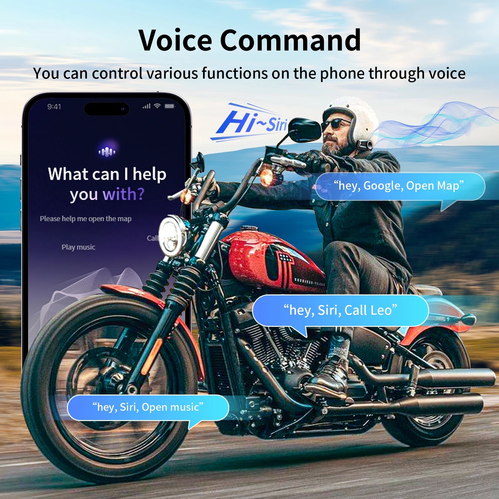 Fodsports FX7 Motorcycle Helmet Intercom Mesh Bluetooth Helmet Headset Moto Interphone,10 Rider 2000M,FM Radio,BT5.4