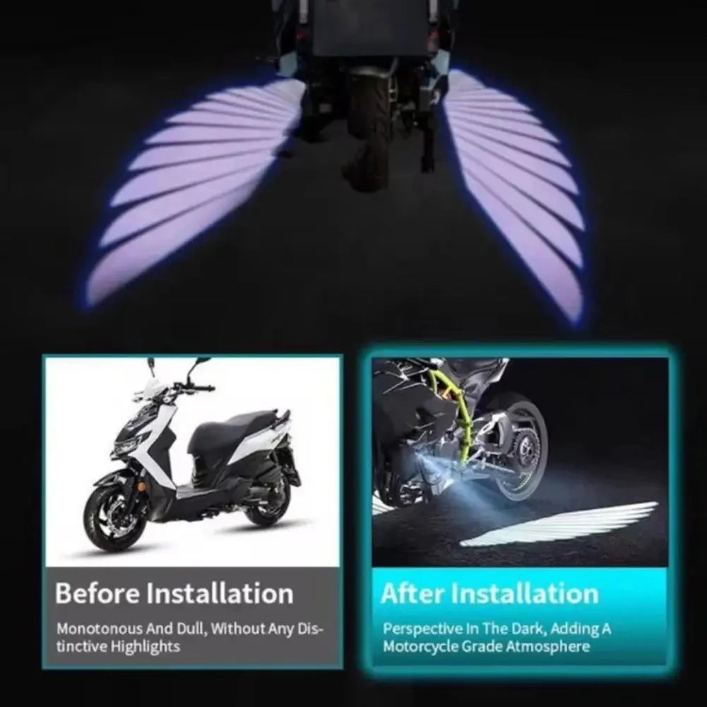 2pcs Angel Wings Welcome Light For Motorcycle LED Underbody Light Projector Decorative Atmosphere Light Accessories