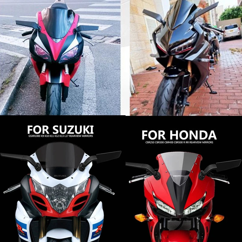 Motorcycle Mirror Modified Wind Wing Adjustable Rotating Rearview Mirror Moto Accessories for YAMAHA YZF R6 R1 R25 R3 R125 R15