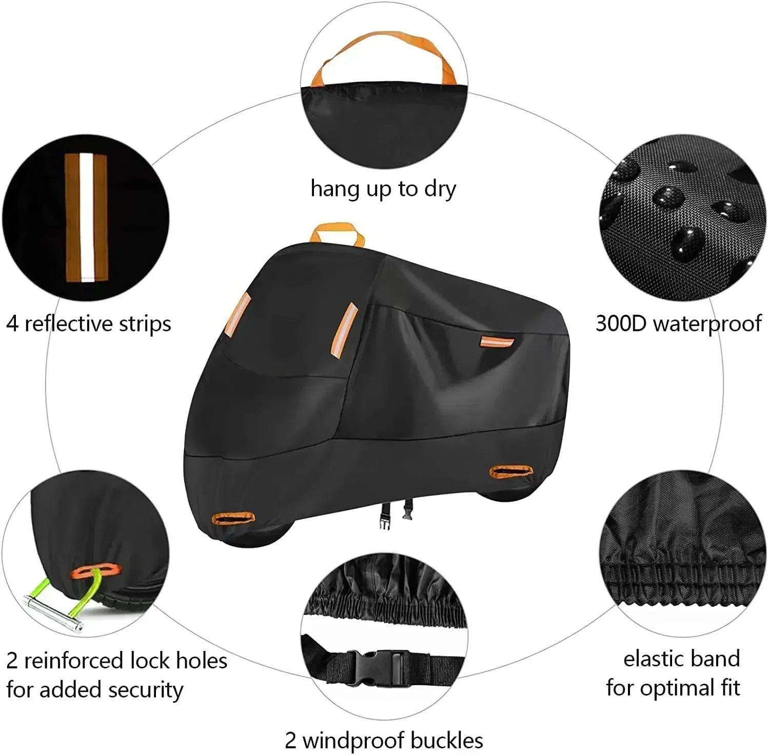 Outdoor Motorcycle Cover Waterproof Thickened Polyester Tarpaulin UV Protective Scooter Cover for Motorcycles
