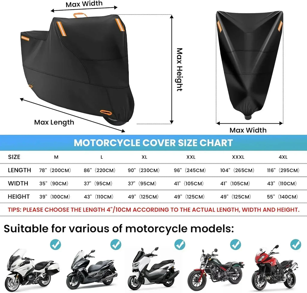 Outdoor Motorcycle Cover Waterproof Thickened Polyester Tarpaulin UV Protective Scooter Cover for Motorcycles
