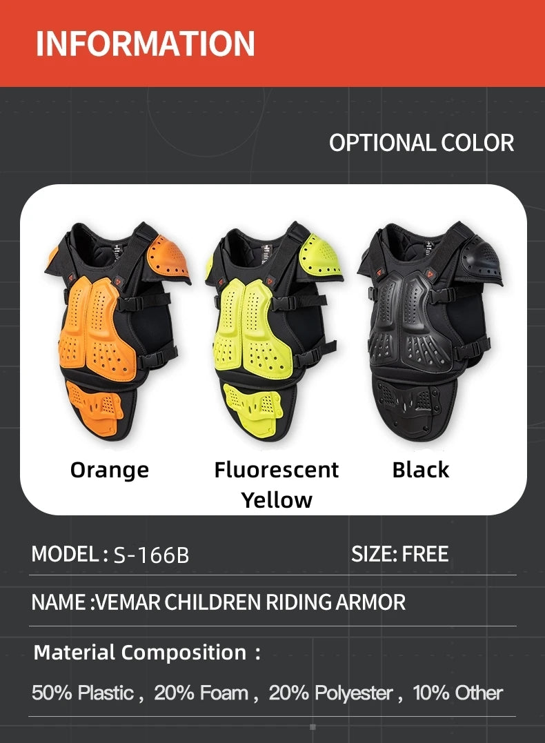 Children's Full Set Protective Gear Armor Vest Knee And Elbow Pads 5 PCS Kids Motorcycle Cycling Roller Skating Protective Gear