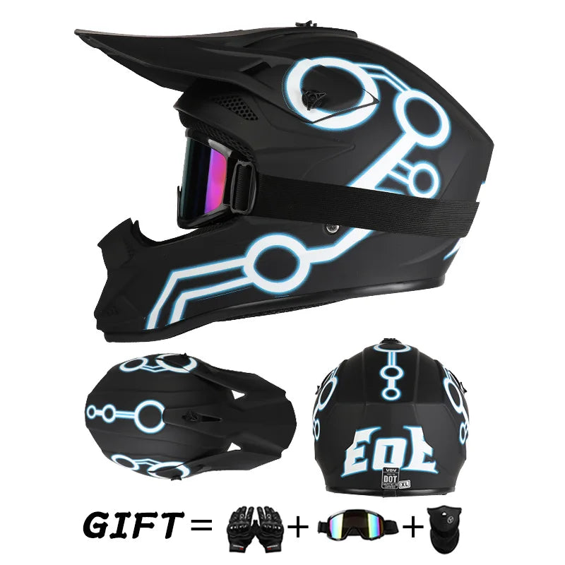 Off road motorcycle helmet rally downhill full helmet riding with goggles suitable for all seasons for men women and children