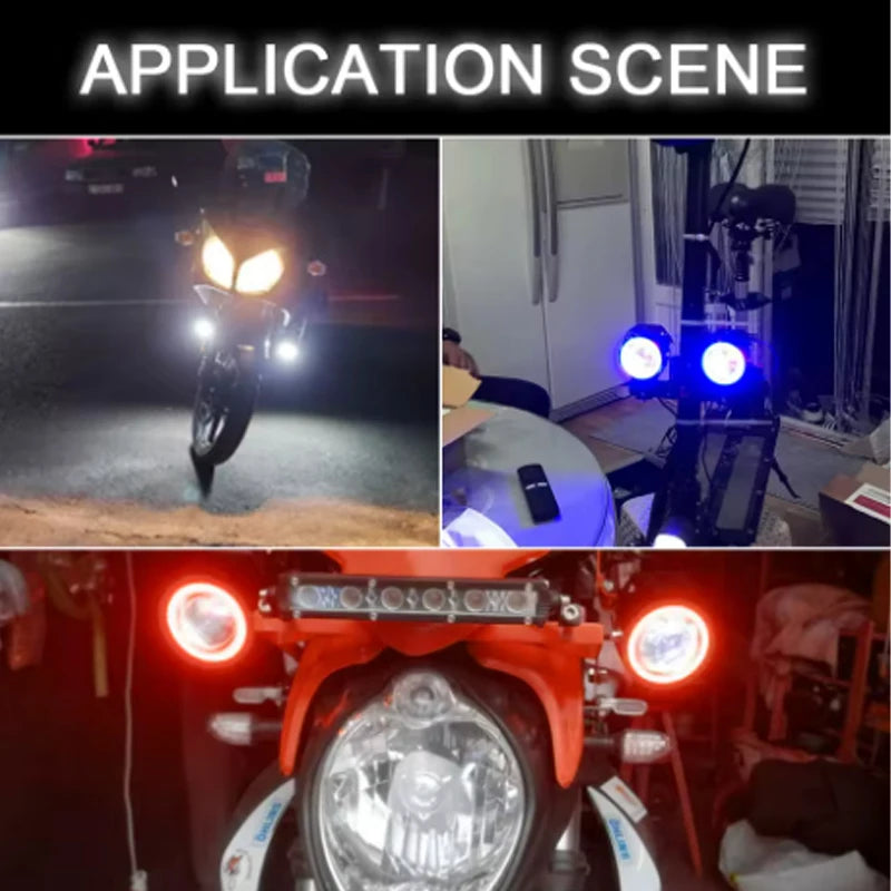 Motorcycle Headlight Fog Lights Super Bright Abgle Eyes Additional Spotlights Headlamp Motorcycle Auxiliary U7 LED Driving Lamp