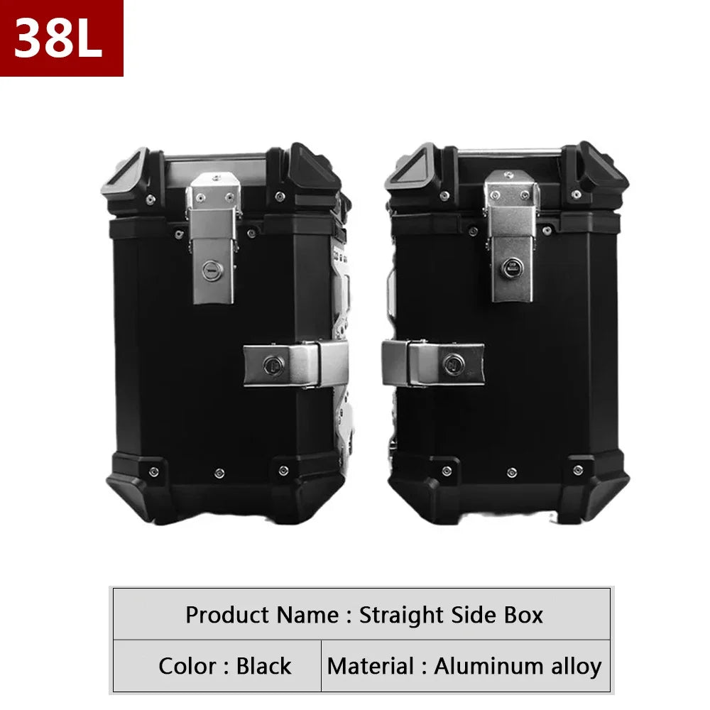 38L Universal Motorcycle Rear Top Box Side Luggage Case Para Motos Storage Trunk Lock Travel Aluminum Alloy Tool Box
