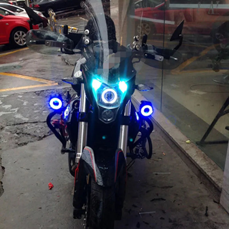 Motorcycle Headlight Fog Lights Super Bright Abgle Eyes Additional Spotlights Headlamp Motorcycle Auxiliary U7 LED Driving Lamp