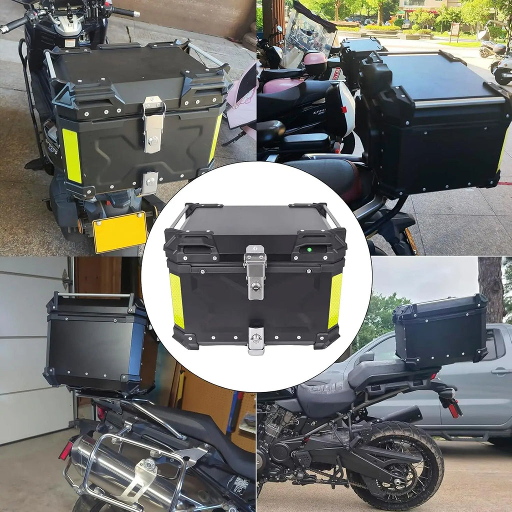 45/55/65L Aluminum Motorcycle Trunk Box Waterproof Top Box Tail Box Trunk Carrier Universal Motorbike Storage Tail Box Luggage