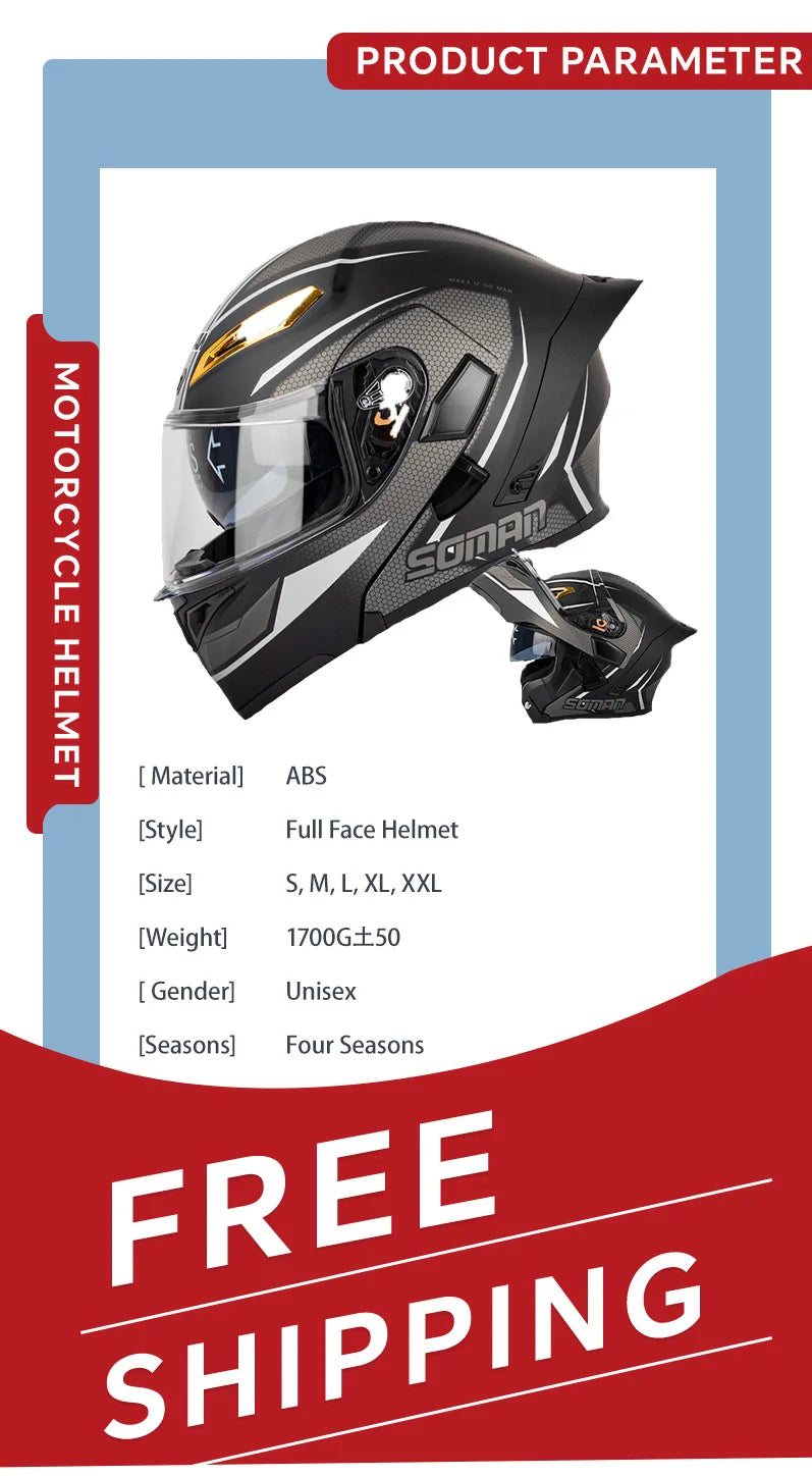 DOT Approved Men Motorcycle Helmet Dual Lens Flip Up Helmets Vintage Retro Full Face Moto Helmet Double Lens Modular Helm