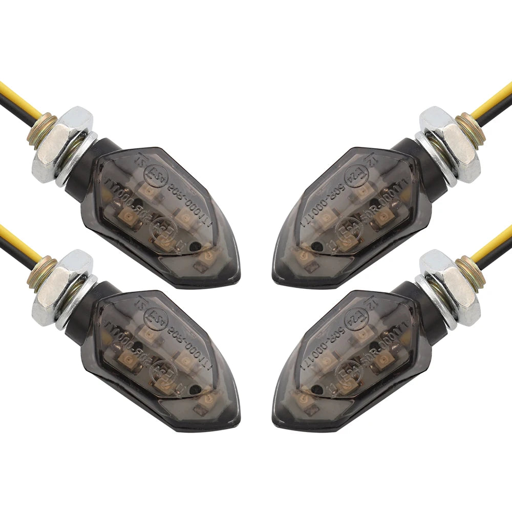 4PCS/set Mini Motorcycle Smoke Lens Turn Signal Light 5LED 12V Amber Blinker Indicator Lamp Motorcycle Universal Easy to Install