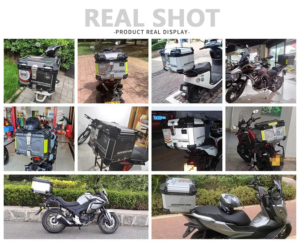 38L Universal Motorcycle Rear Top Box Side Luggage Case Para Motos Storage Trunk Lock Travel Aluminum Alloy Tool Box