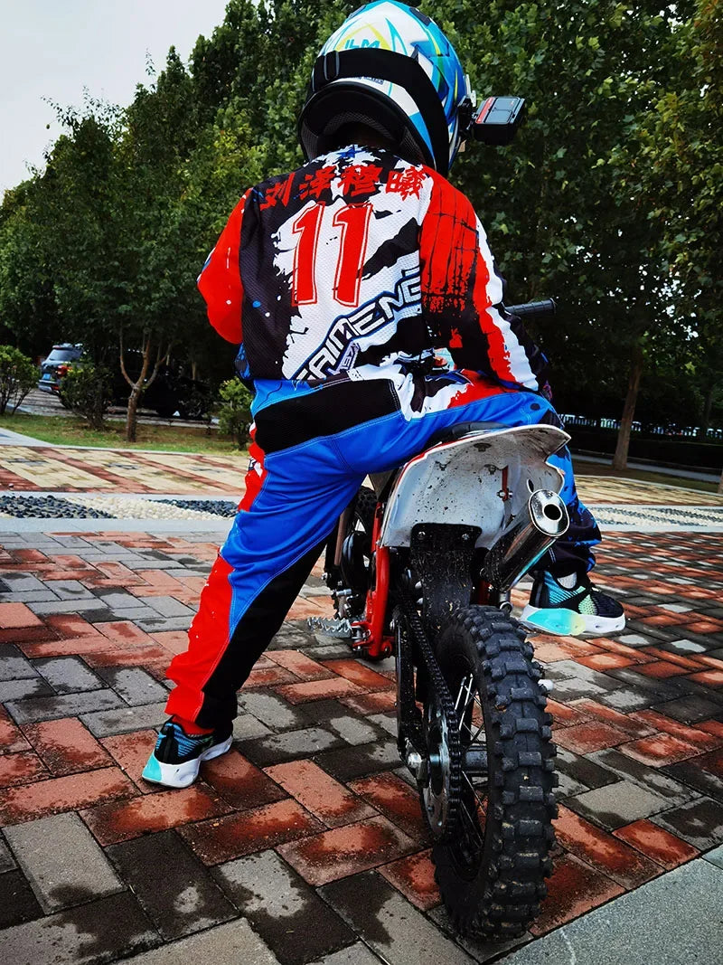 motocross child set Motorcycle jersey and pants kids clothing big boy girl Youth mx gear set Customized Number Nameracing suit