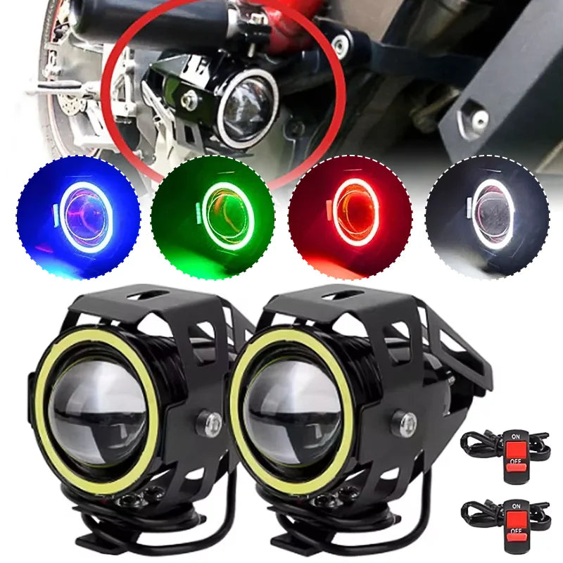 Motorcycle Headlight Fog Lights Super Bright Abgle Eyes Additional Spotlights Headlamp Motorcycle Auxiliary U7 LED Driving Lamp