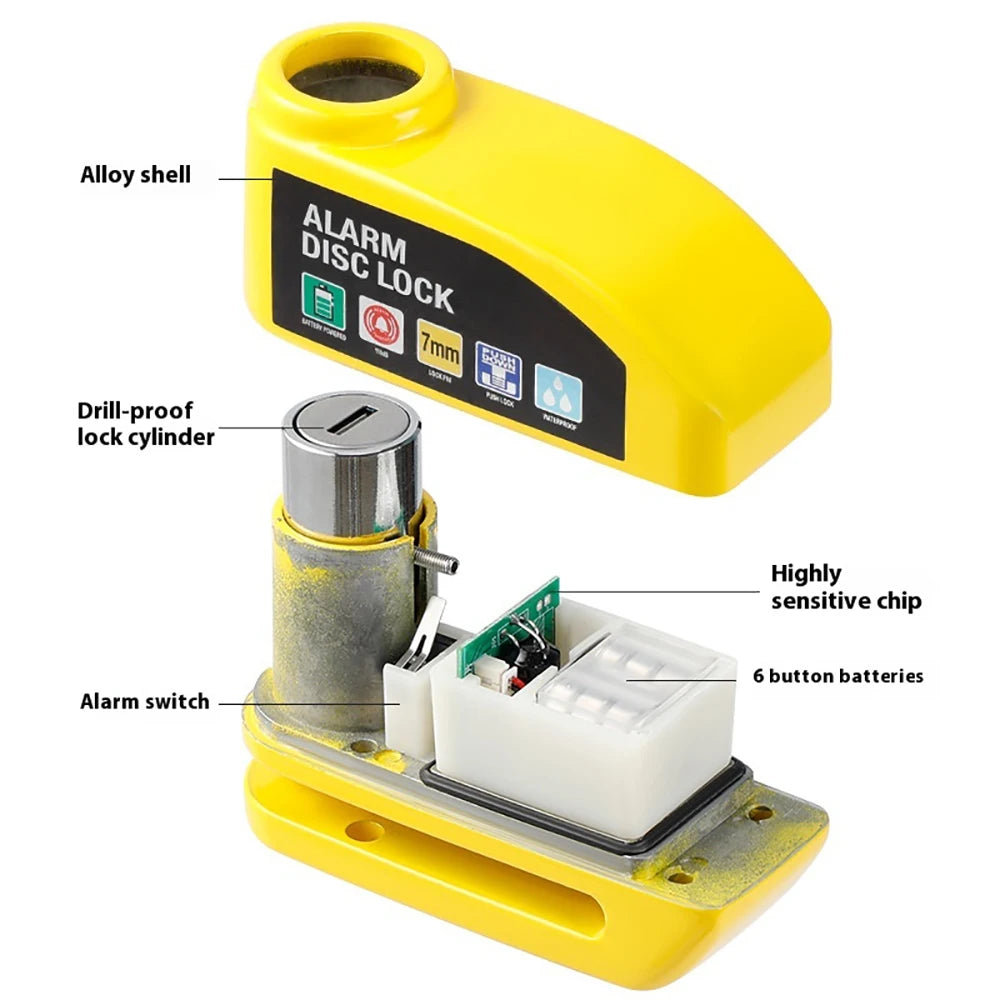 Motorcycle Alarm Disc Brake Lock Security Moto Wheel Disk Padlock Waterproof 110dB Loud Anti Theft Alarma Motorcycle Disc Lock