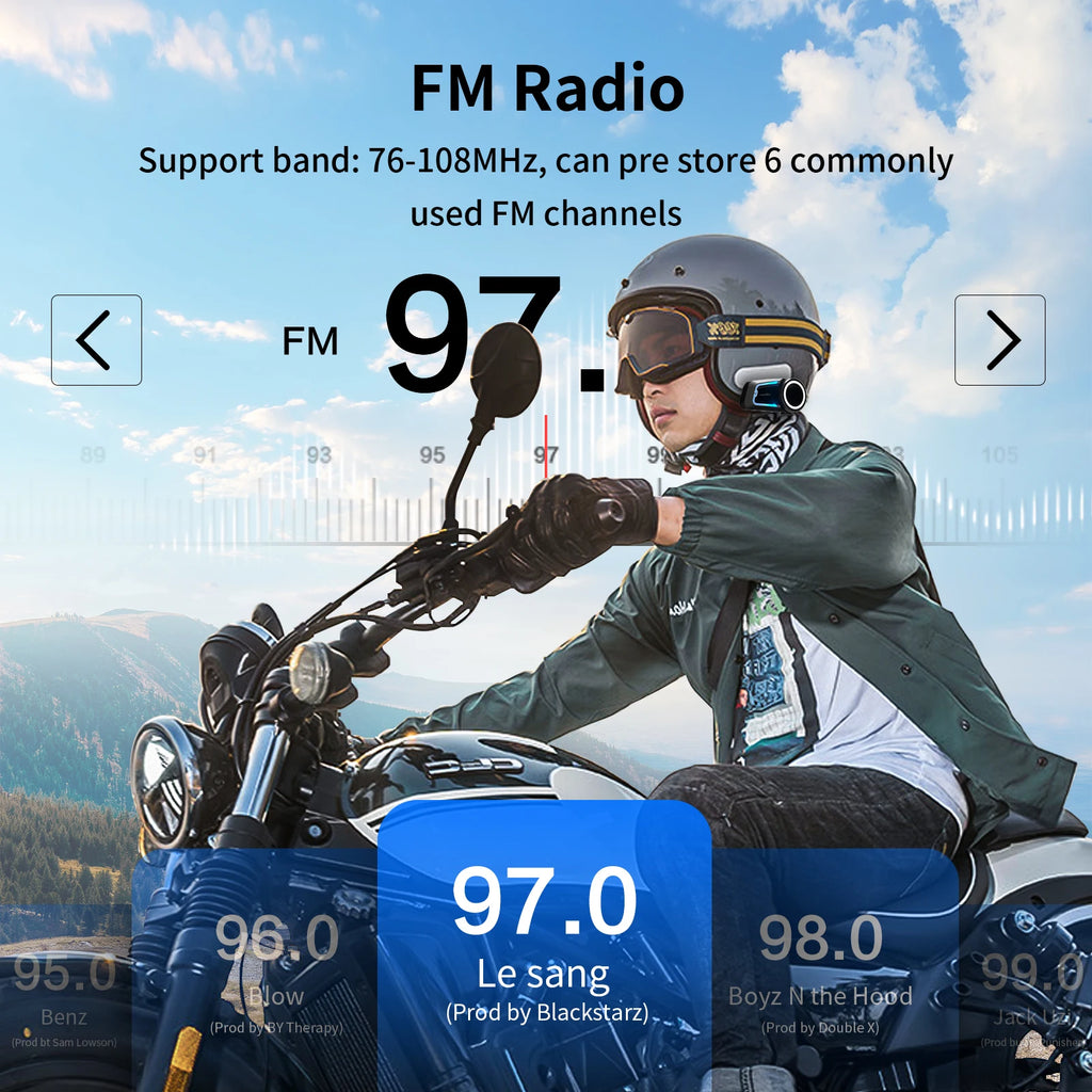 Fodsports FX7 Motorcycle Helmet Intercom Mesh Bluetooth Helmet Headset Moto Interphone,10 Rider 2000M,FM Radio,BT5.4