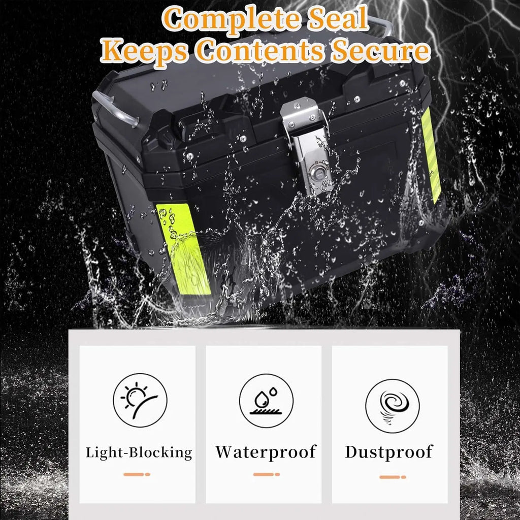 45/55/65L Aluminum Motorcycle Trunk Box Waterproof Top Box Tail Box Trunk Carrier Universal Motorbike Storage Tail Box Luggage