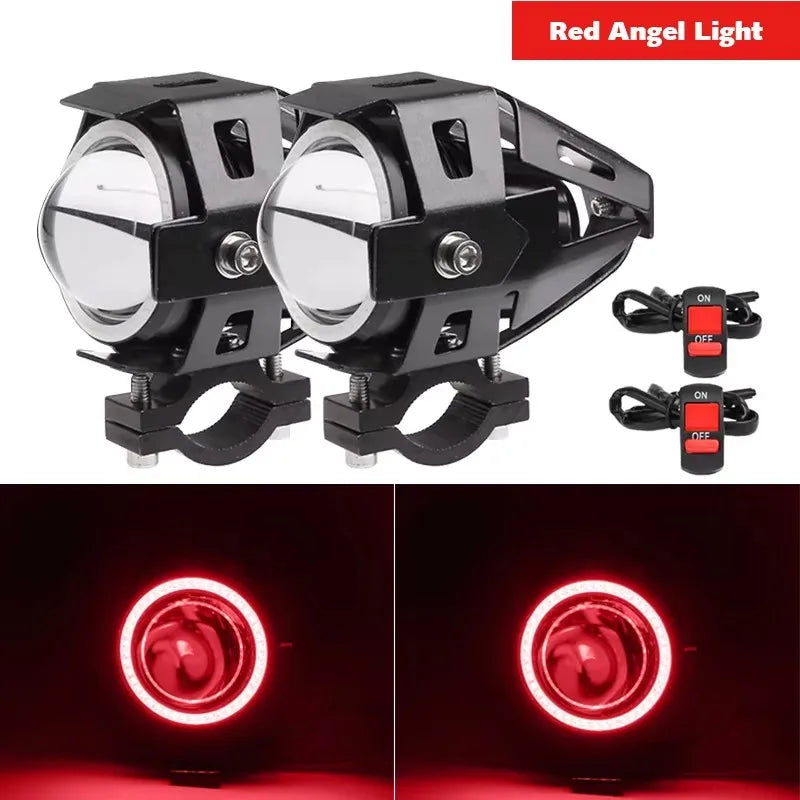 Motorcycle Headlight Fog Lights Super Bright Abgle Eyes Additional Spotlights Headlamp Motorcycle Auxiliary U7 LED Driving Lamp