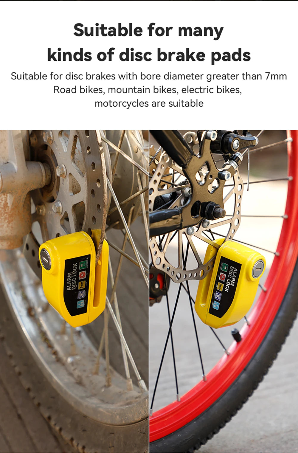 Motorcycle Alarm Disc Brake Lock Security Moto Wheel Disk Padlock Waterproof 110dB Loud Anti Theft Alarma Motorcycle Disc Lock