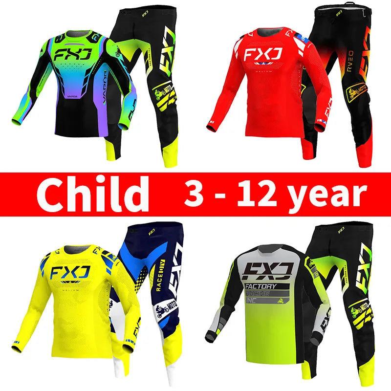 motocross child set Motorcycle jersey and pants kids clothing big boy girl Youth mx gear set Customized Number Nameracing suit