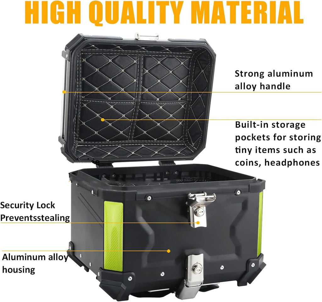 45/55/65L Aluminum Motorcycle Trunk Box Waterproof Top Box Tail Box Trunk Carrier Universal Motorbike Storage Tail Box Luggage