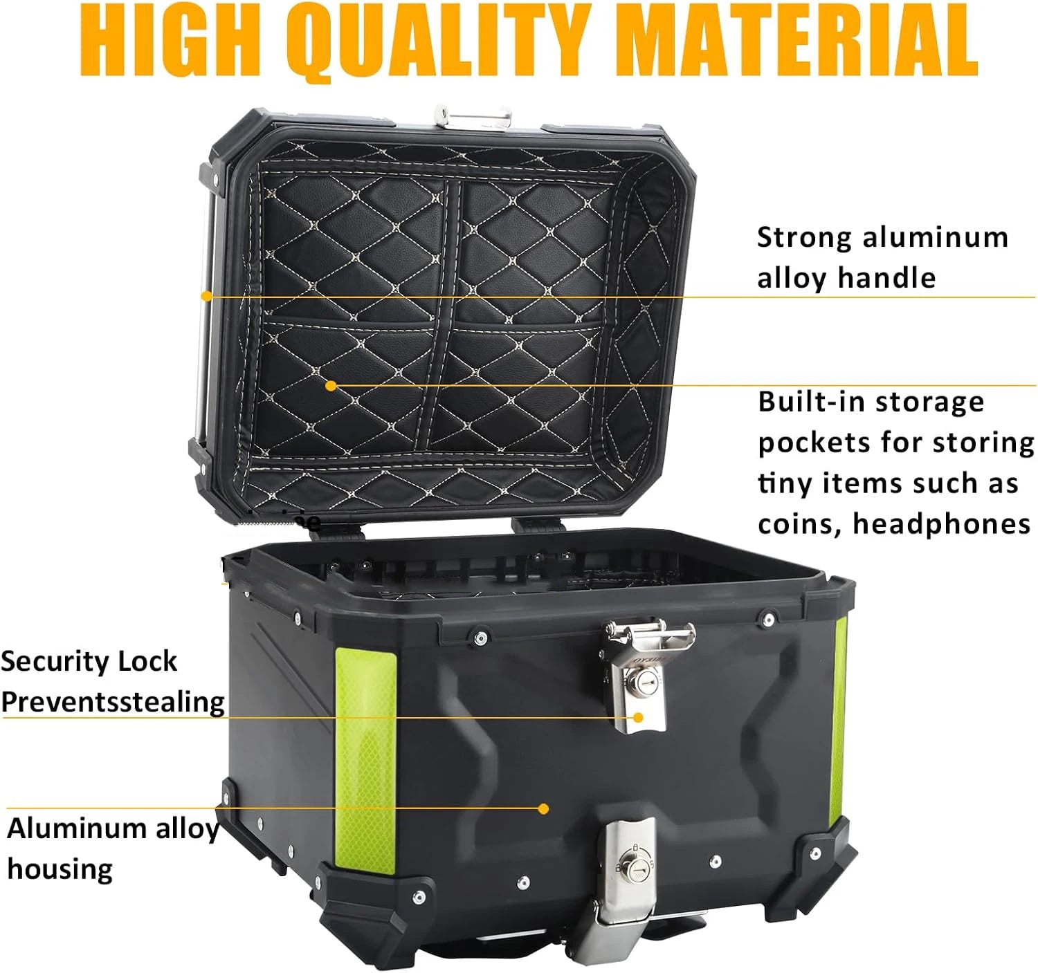 45/55/65L Aluminum Motorcycle Trunk Box Waterproof Top Box Tail Box Trunk Carrier Universal Motorbike Storage Tail Box Luggage