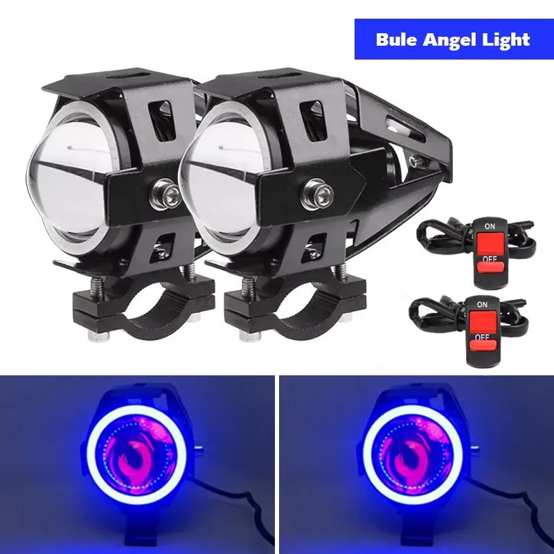 Motorcycle Headlight Fog Lights Super Bright Abgle Eyes Additional Spotlights Headlamp Motorcycle Auxiliary U7 LED Driving Lamp