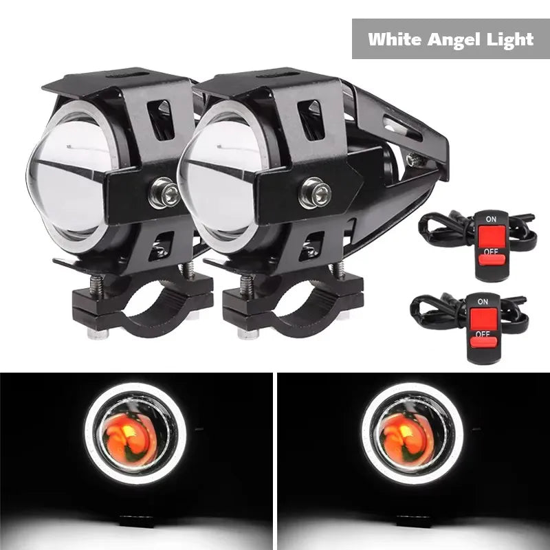 Motorcycle Headlight Fog Lights Super Bright Abgle Eyes Additional Spotlights Headlamp Motorcycle Auxiliary U7 LED Driving Lamp