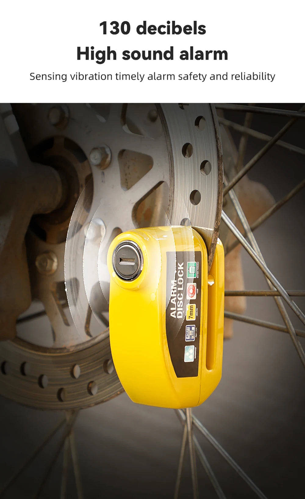 Motorcycle Alarm Disc Brake Lock Security Moto Wheel Disk Padlock Waterproof 110dB Loud Anti Theft Alarma Motorcycle Disc Lock