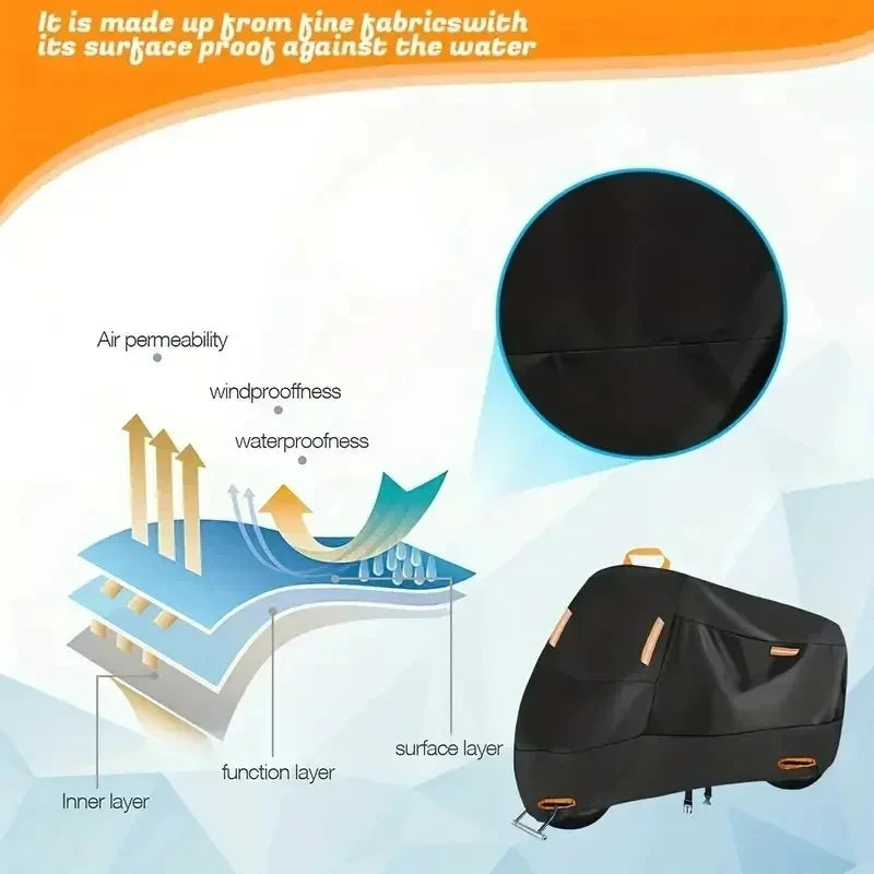 Outdoor Motorcycle Cover Waterproof Thickened Polyester Tarpaulin UV Protective Scooter Cover for Motorcycles