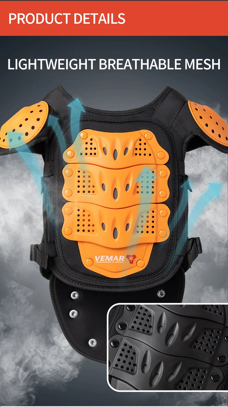Children's Full Set Protective Gear Armor Vest Knee And Elbow Pads 5 PCS Kids Motorcycle Cycling Roller Skating Protective Gear