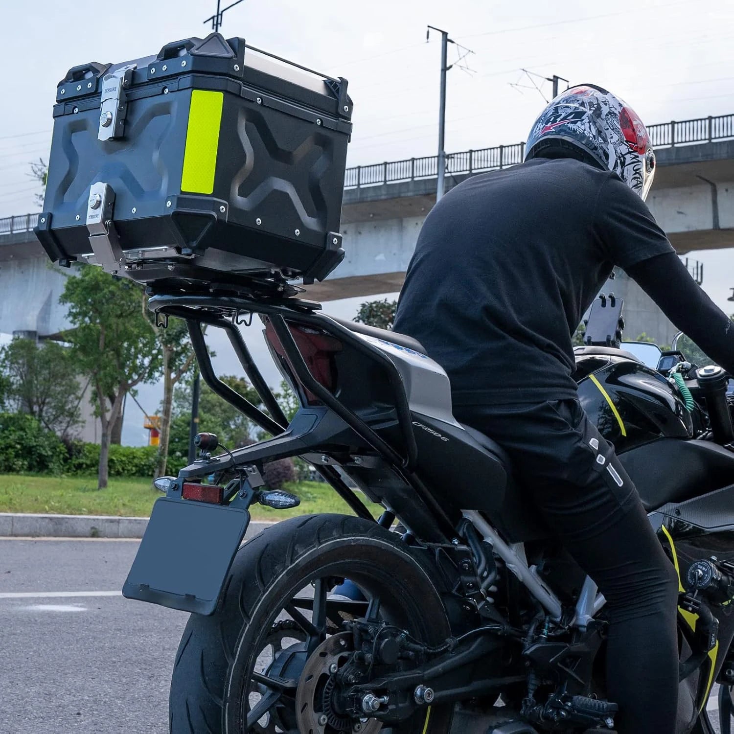 45/55/65L Aluminum Motorcycle Trunk Box Waterproof Top Box Tail Box Trunk Carrier Universal Motorbike Storage Tail Box Luggage
