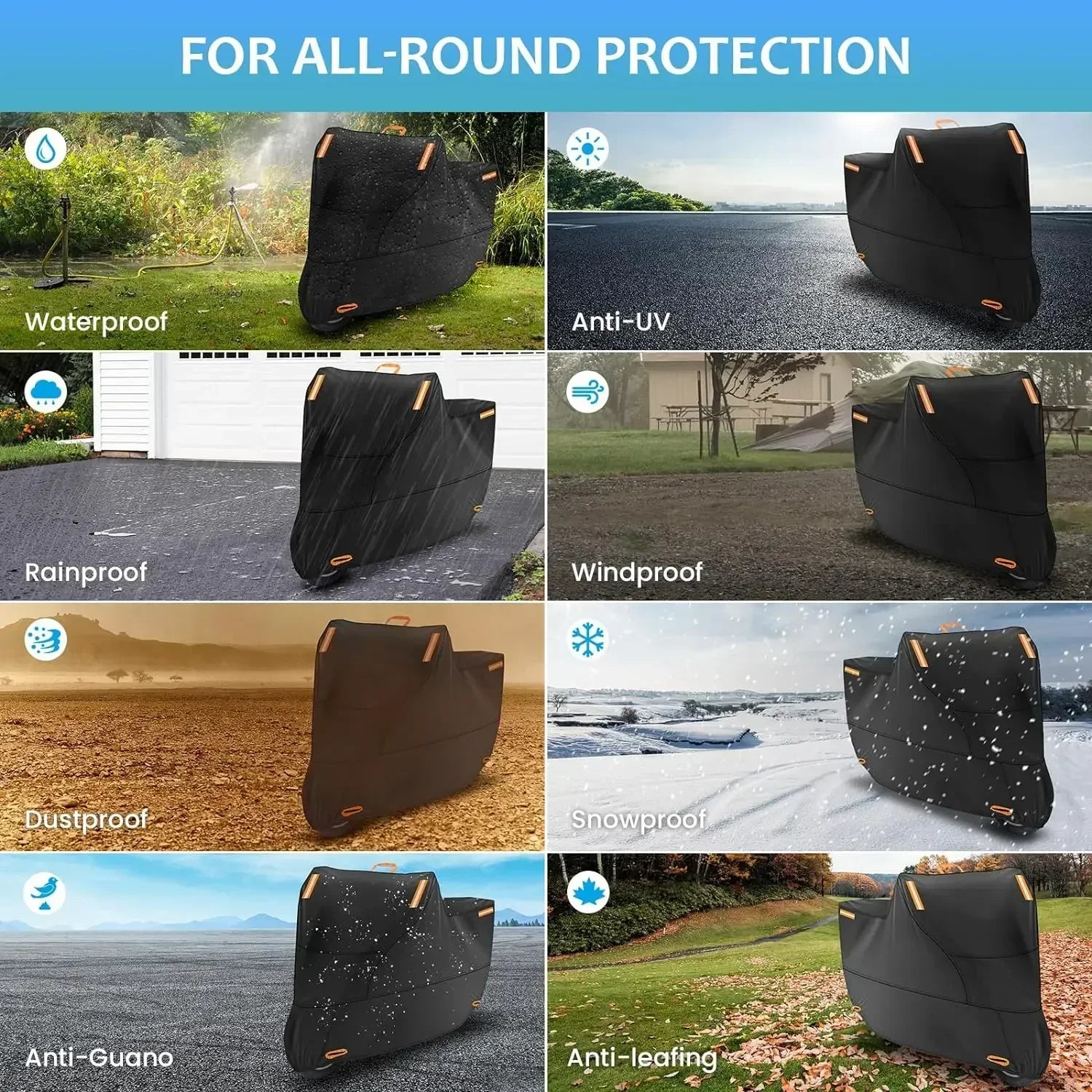 Outdoor Motorcycle Cover Waterproof Thickened Polyester Tarpaulin UV Protective Scooter Cover for Motorcycles