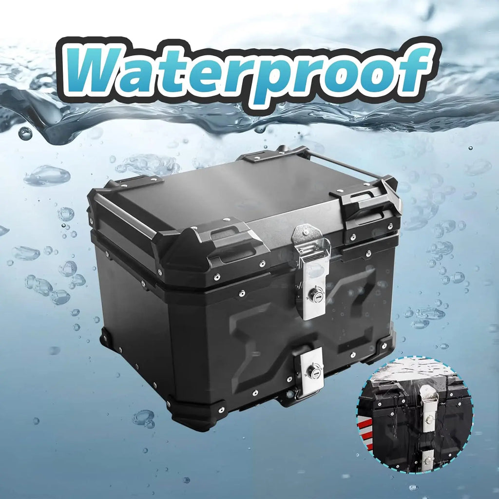 45/55/65L Aluminum Motorcycle Trunk Box Waterproof Top Box Tail Box Trunk Carrier Universal Motorbike Storage Tail Box Luggage