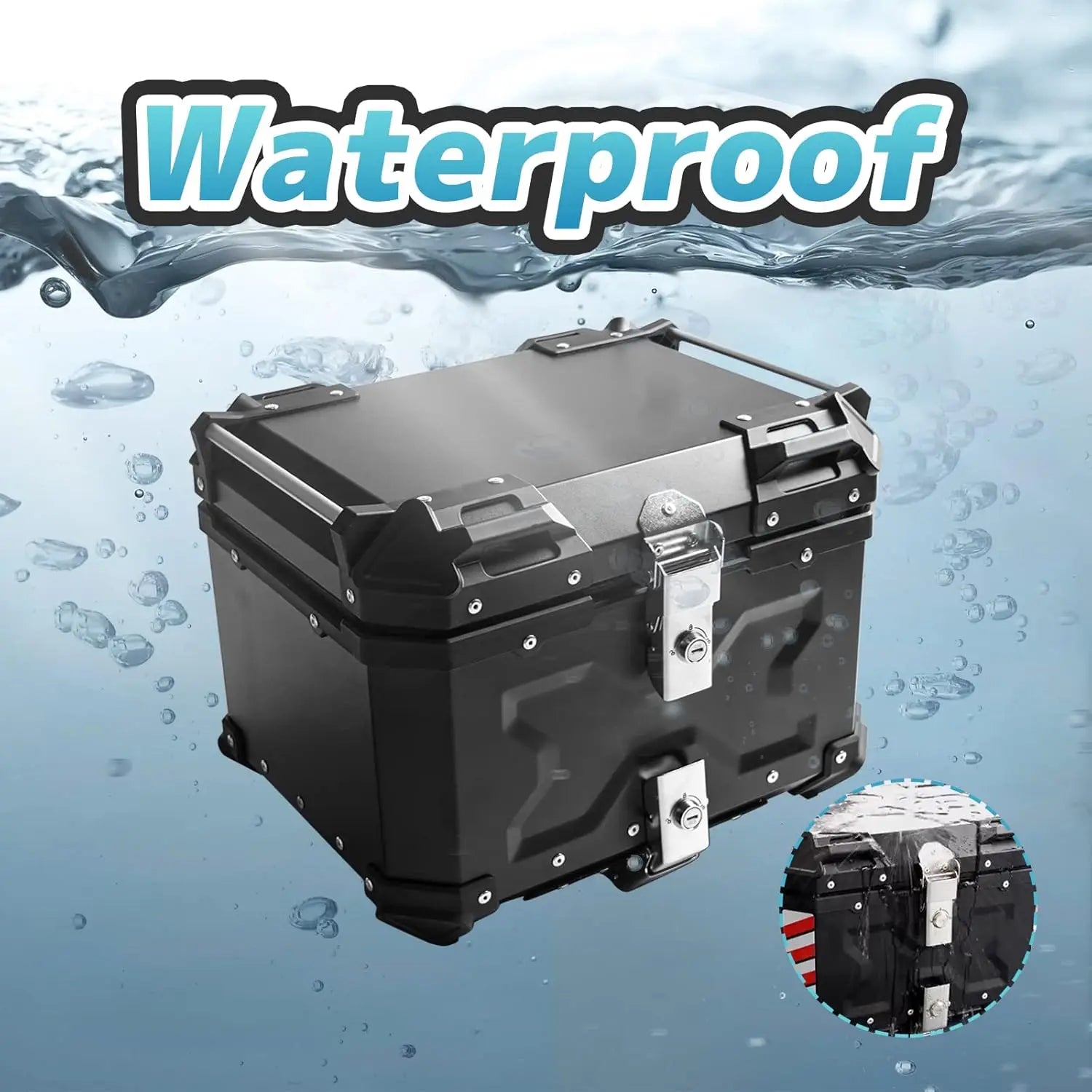 45/55/65L Aluminum Motorcycle Trunk Box Waterproof Top Box Tail Box Trunk Carrier Universal Motorbike Storage Tail Box Luggage