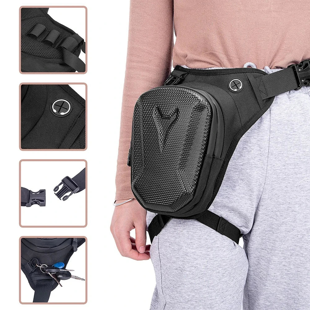 Motorcycle Leg Side Bag EVA Hard Shell Outdoor Casual Waist Bags Mobile Phone Purse Hip Bum Pack Motorbike Key Pouch
