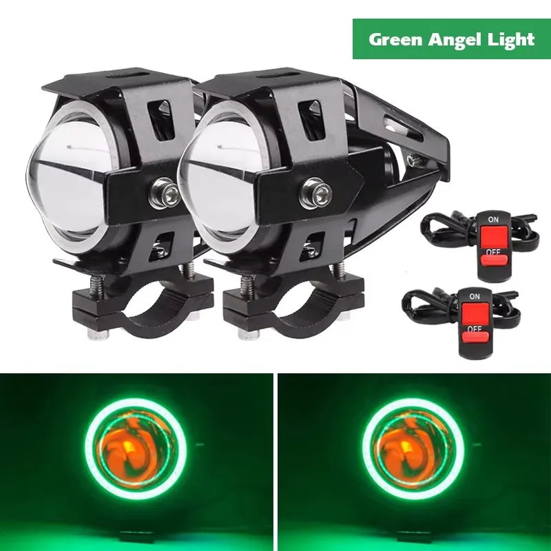 Motorcycle Headlight Fog Lights Super Bright Abgle Eyes Additional Spotlights Headlamp Motorcycle Auxiliary U7 LED Driving Lamp