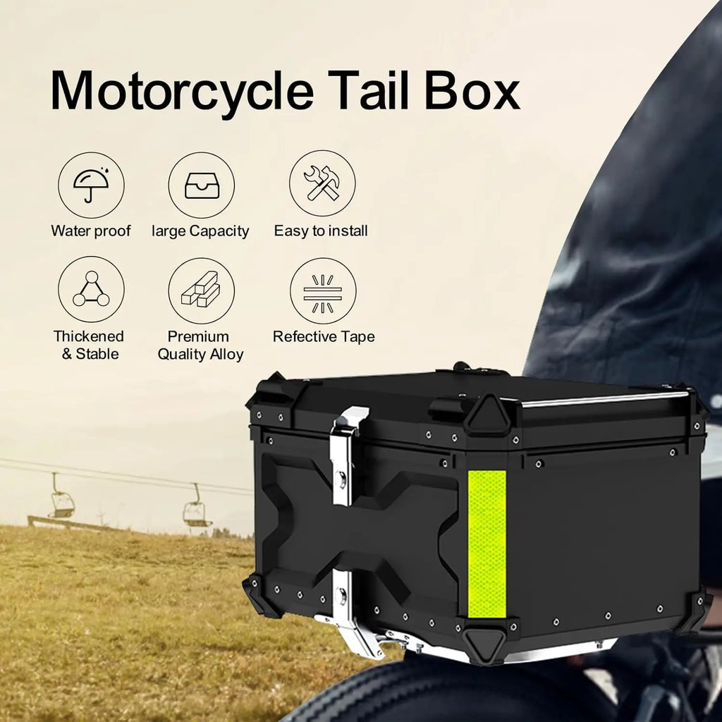 45/55/65L Aluminum Motorcycle Trunk Box Waterproof Top Box Tail Box Trunk Carrier Universal Motorbike Storage Tail Box Luggage