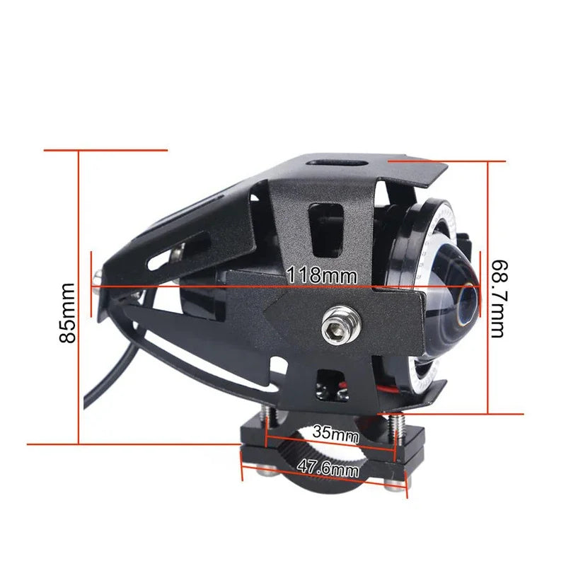 Motorcycle Headlight Fog Lights Super Bright Abgle Eyes Additional Spotlights Headlamp Motorcycle Auxiliary U7 LED Driving Lamp