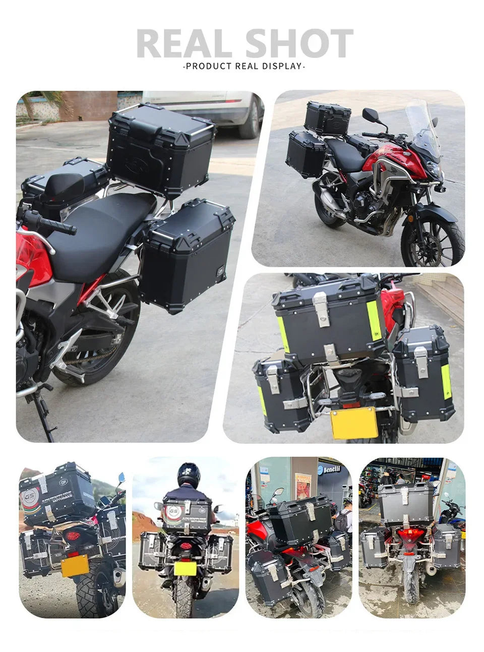 38L Universal Motorcycle Rear Top Box Side Luggage Case Para Motos Storage Trunk Lock Travel Aluminum Alloy Tool Box