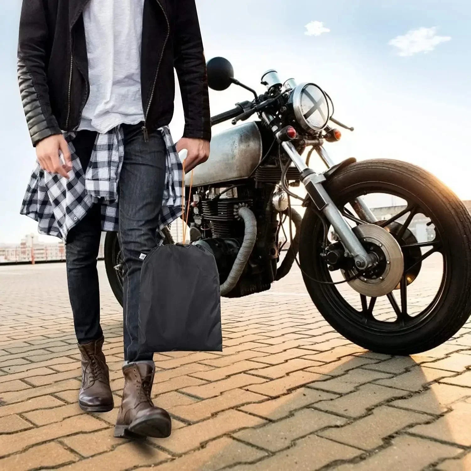 Outdoor Motorcycle Cover Waterproof Thickened Polyester Tarpaulin UV Protective Scooter Cover for Motorcycles