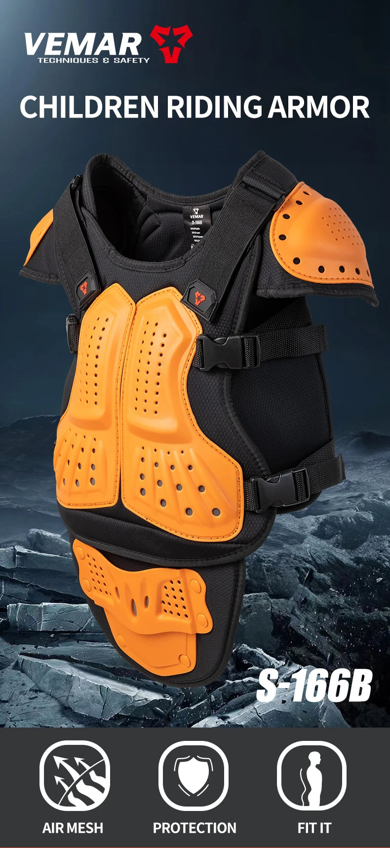 Children's Full Set Protective Gear Armor Vest Knee And Elbow Pads 5 PCS Kids Motorcycle Cycling Roller Skating Protective Gear