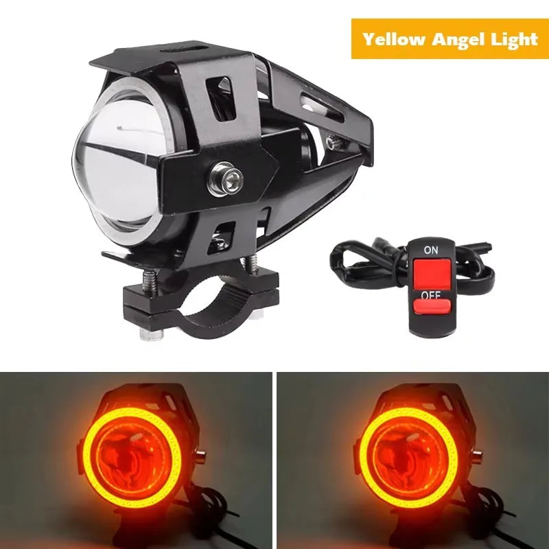 Motorcycle Headlight Fog Lights Super Bright Abgle Eyes Additional Spotlights Headlamp Motorcycle Auxiliary U7 LED Driving Lamp