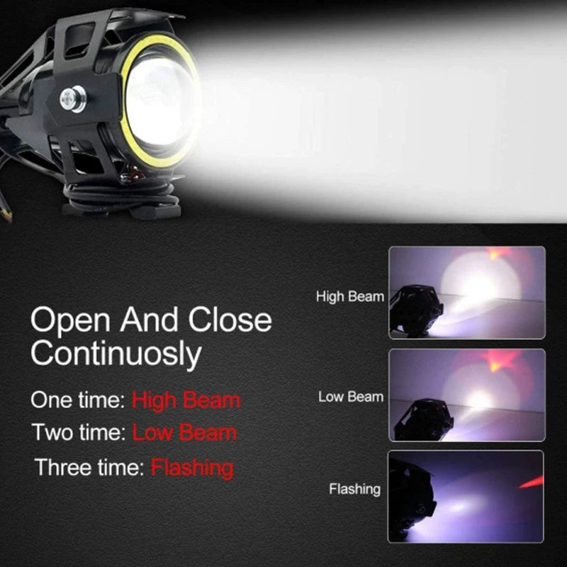 Motorcycle Headlight Fog Lights Super Bright Abgle Eyes Additional Spotlights Headlamp Motorcycle Auxiliary U7 LED Driving Lamp