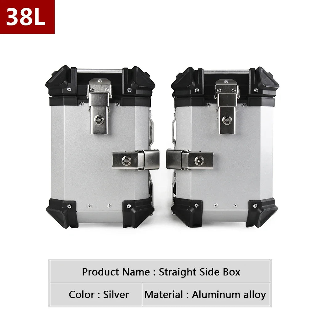 38L Universal Motorcycle Rear Top Box Side Luggage Case Para Motos Storage Trunk Lock Travel Aluminum Alloy Tool Box